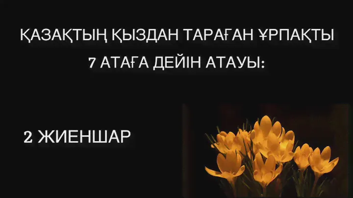 ҚАЗАҚТЫҢ ҚЫЗДАН ТАРАҒАН ҰРПАҒЫН 7 АТАҒА ДЕЙІН АТАУЫ