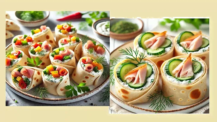 2 Простые и Вкусные закуски из Лаваша. Порционные РУЛЕТИКИ из Копчёной курицы и начинкой «Ассорти»